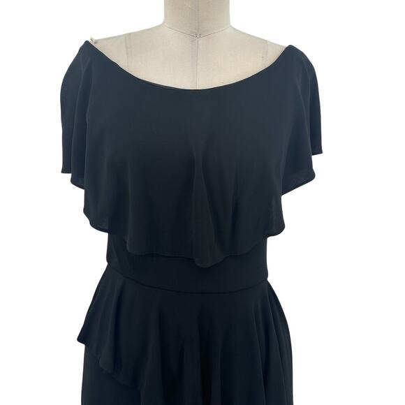 Rickie Freeman For Teri Jon Dress Formal Gown Ruffle Off-Shoulder Black Size 6 - Picture 2 of 13